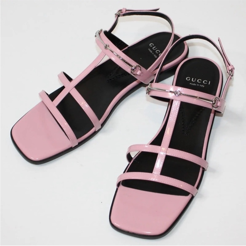 Gucci Pink Geometric Strap Sandals